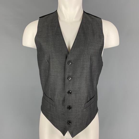 DOLCE & GABBANA Size 38 Dark Gray Black Wool Silk Vest - Picture 1 of 6